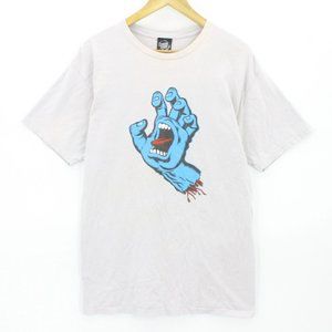 Santacruz T-shirt Men's Casual Light Gray Short Sleeve Big Logo Graphic Size M